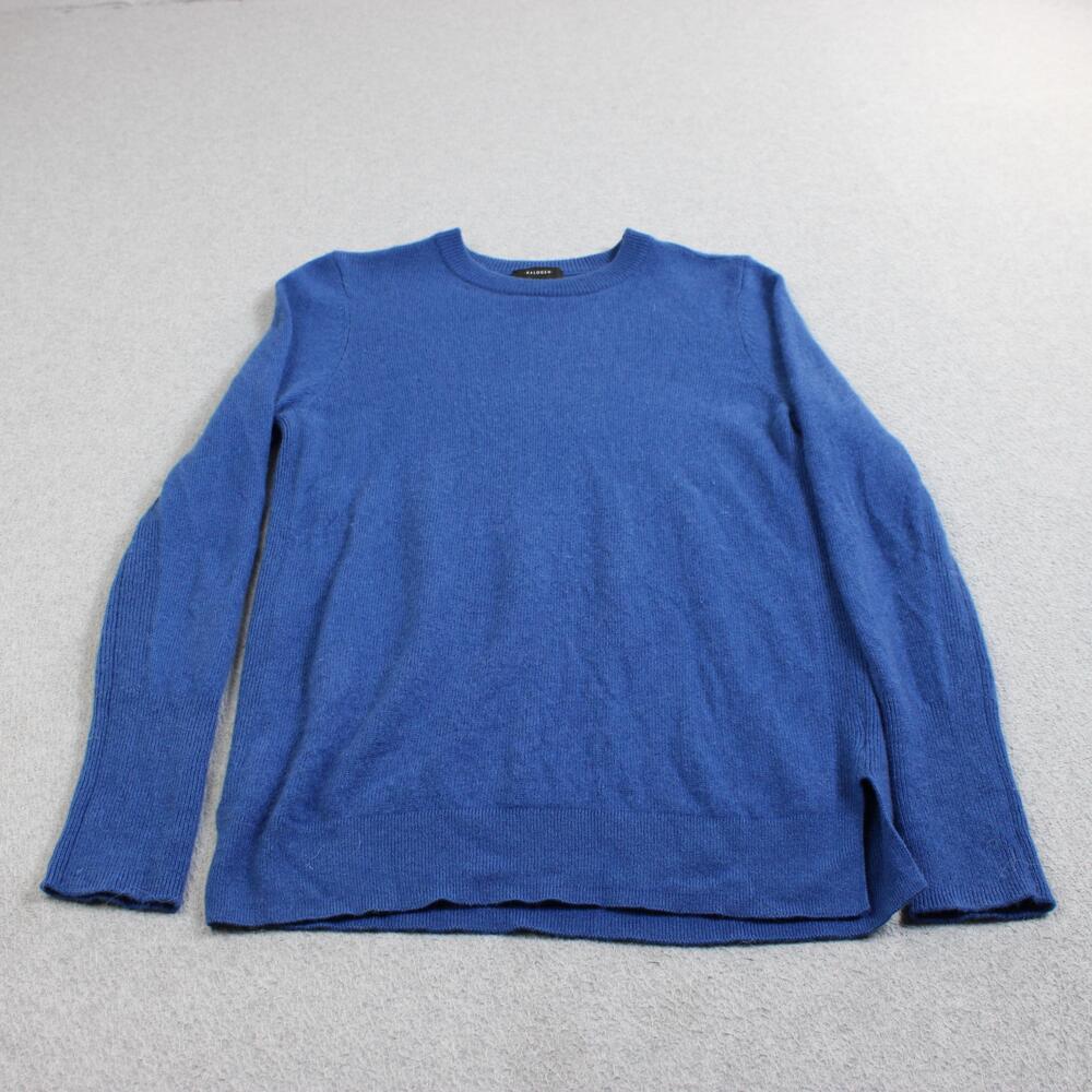 Halogen Cashmere Sweater Women Medium Blue Quiet Luxury Heritage Classic Preppy